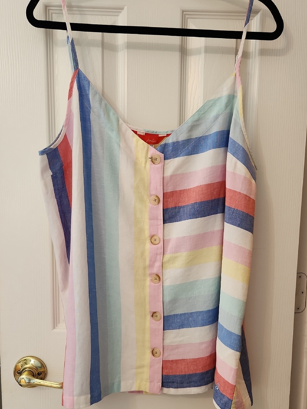 Joules Pastel Multi-Striped Button-Front Cami